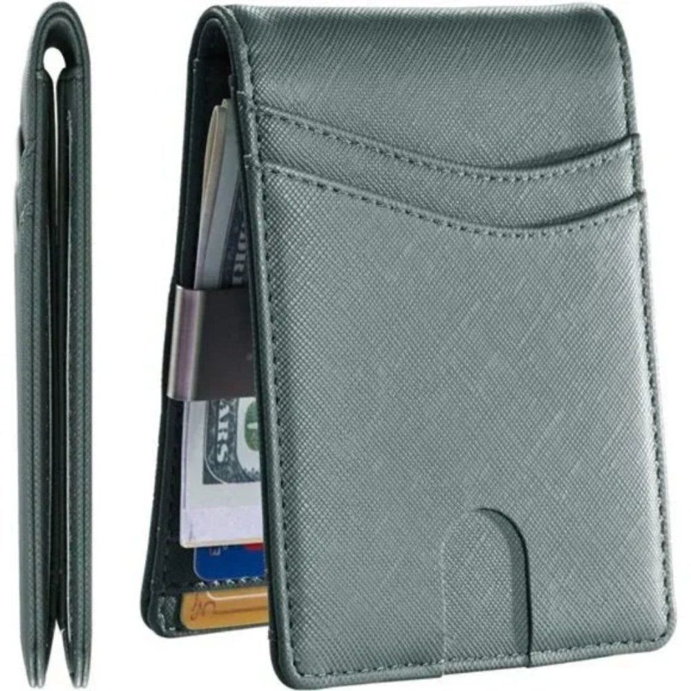 RFID Blocking Front Pocket Stylish Bifold Wallet (Cross Army green)
